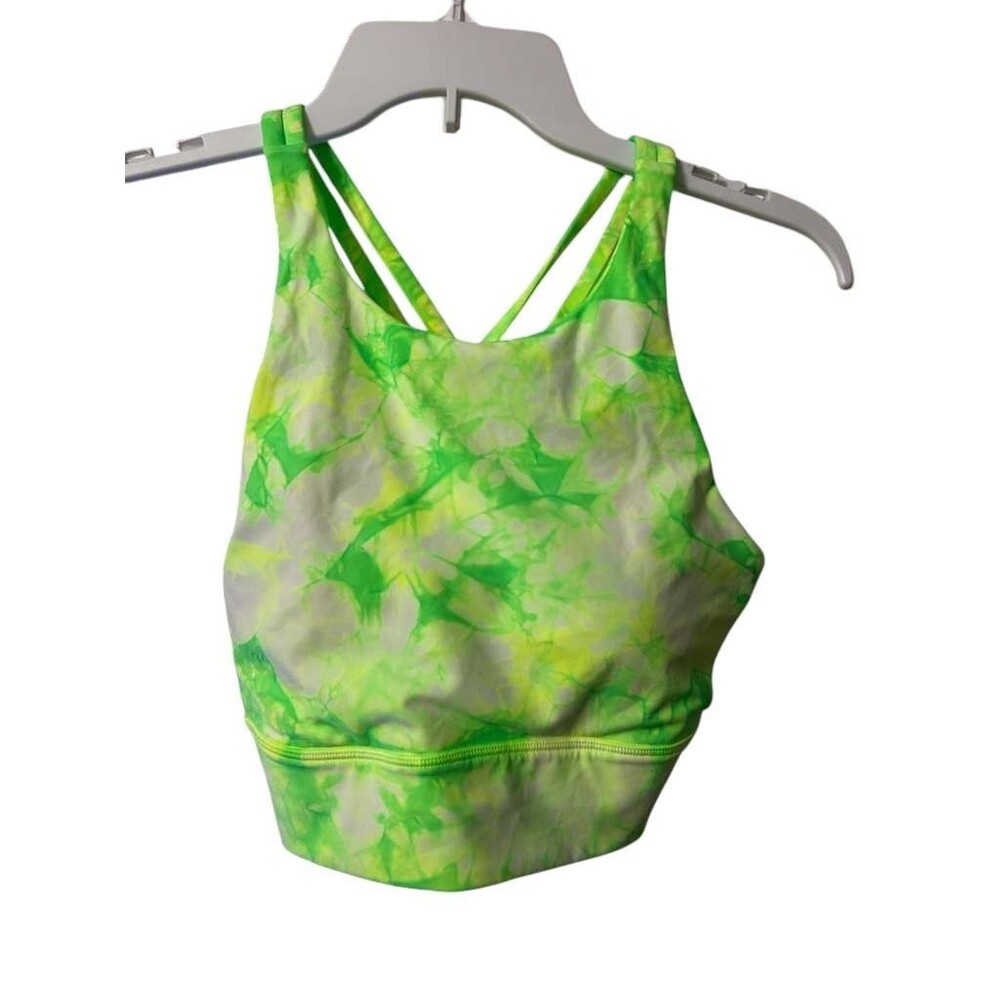 Lululemon Energy Bra High Neck Long Line Womens Size 8 Shibori Highlight Green